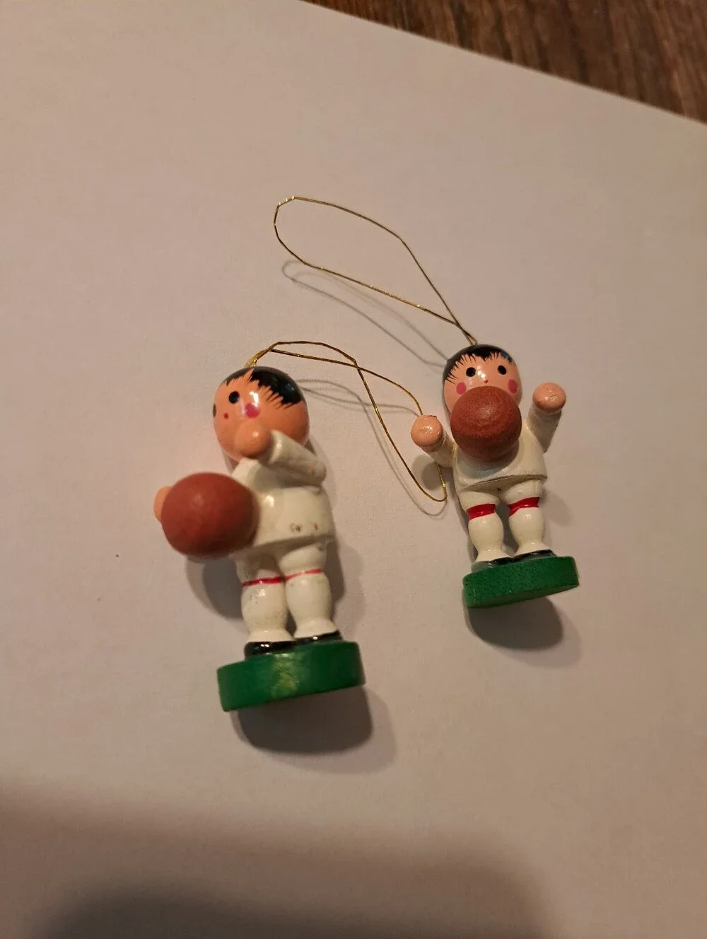 Vintage Wood Christmas Ornaments Lot 6 Hand Painted Wooden Rustic Farmhouse